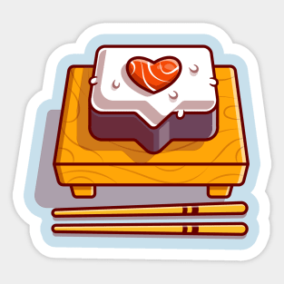 Sushi Love With Chopstick Cartoon Sticker